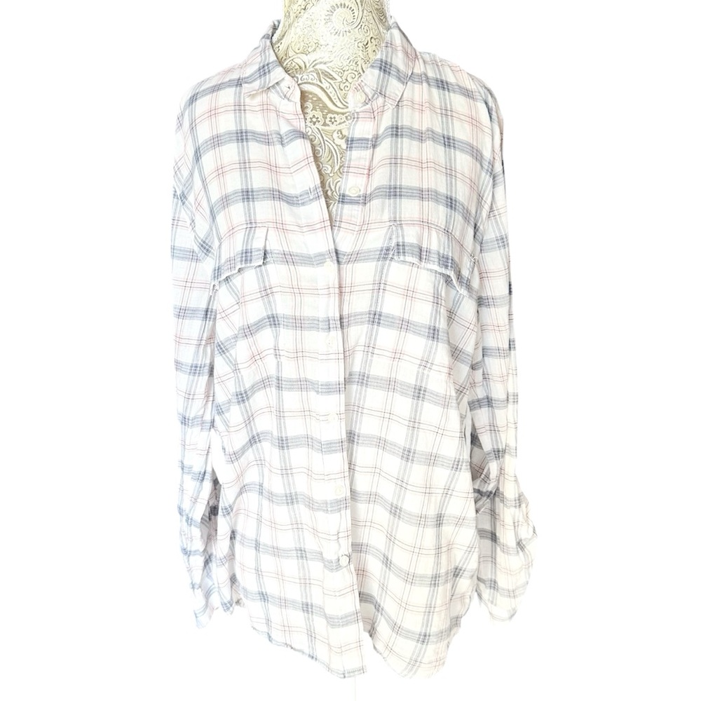 Fall GAP Boyfriend Fit Plaid Shirt Medium Cowgirl Cottage Grandpa Cowboy